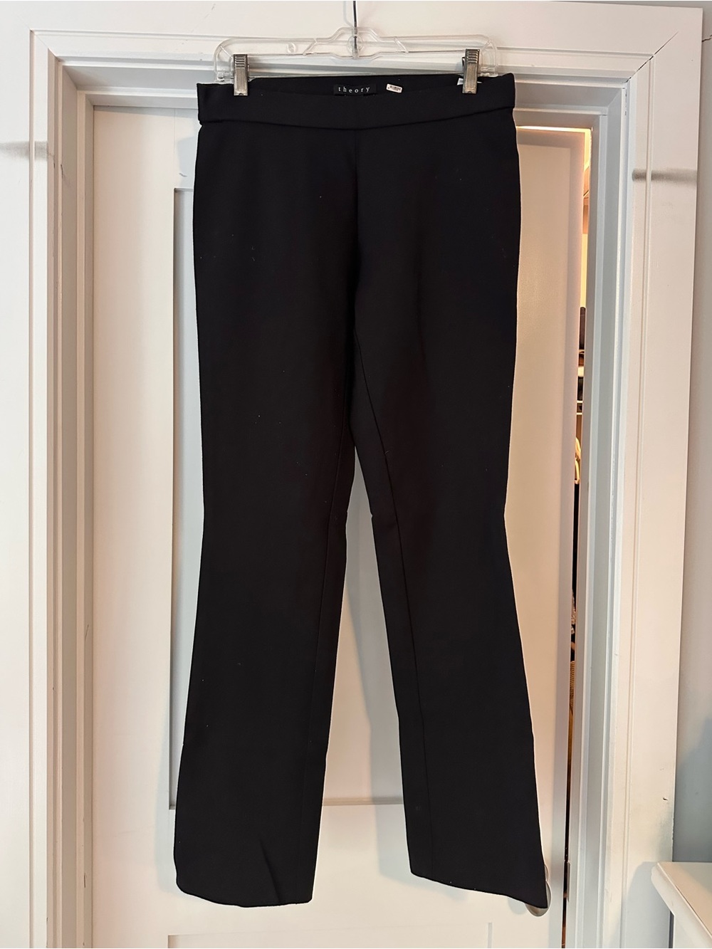 Theory Black Ponte Flare Leg Pants